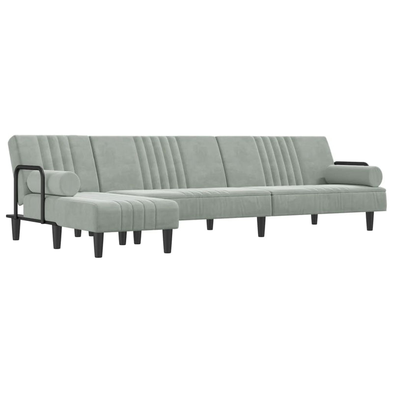 Slaapbank L-vormig 260x140x70 cm fluweel lichtgrijs