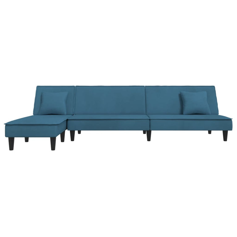 Slaapbank L-vormig 255x140x70 cm fluweel blauw