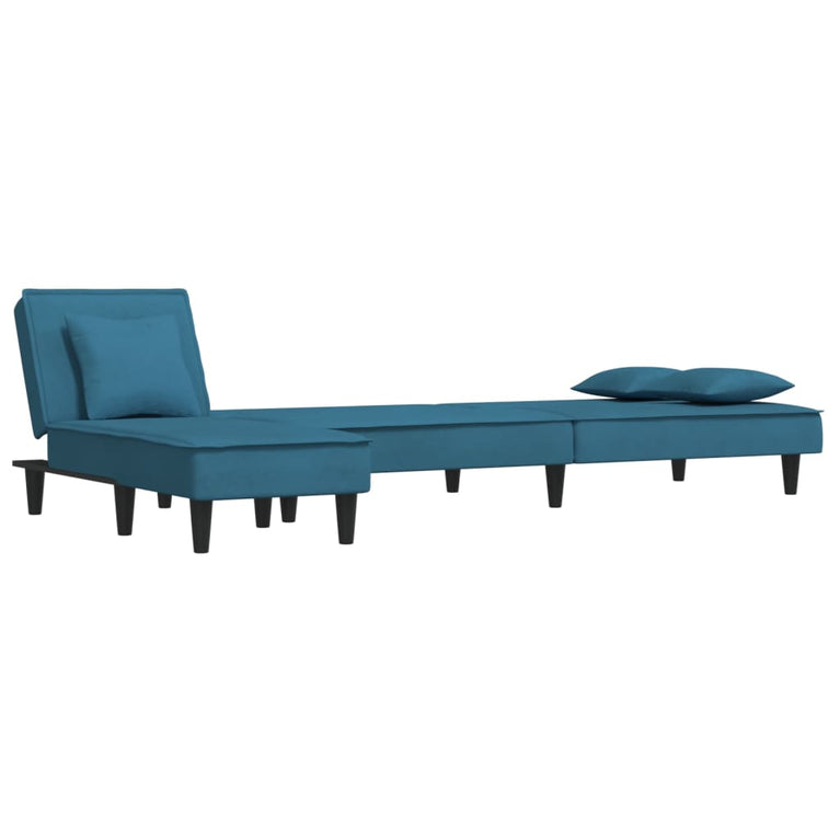 Slaapbank L-vormig 255x140x70 cm fluweel blauw