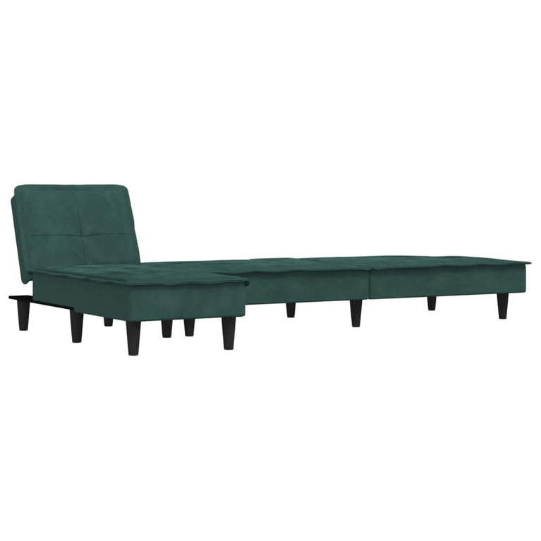 Slaapbank L-vormig 255x140x70 cm fluweel donkergroen