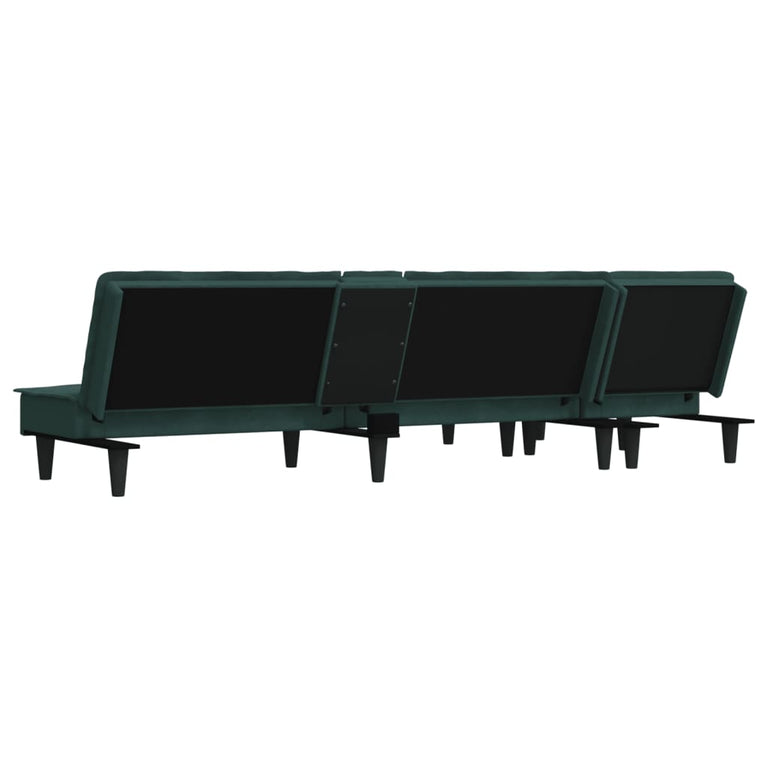 Slaapbank L-vormig 255x140x70 cm fluweel donkergroen