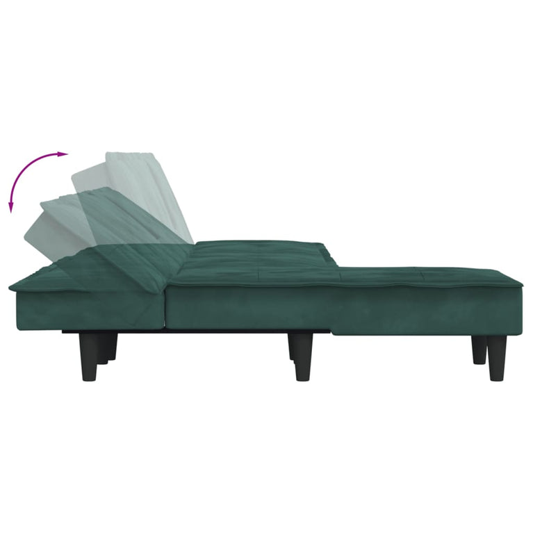 Slaapbank L-vormig 255x140x70 cm fluweel donkergroen