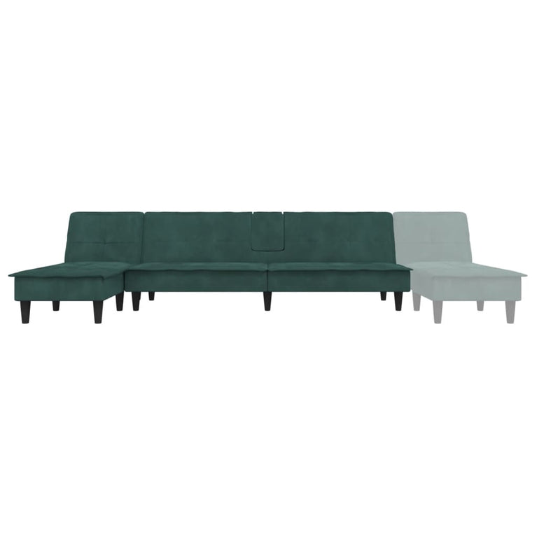 Slaapbank L-vormig 255x140x70 cm fluweel donkergroen