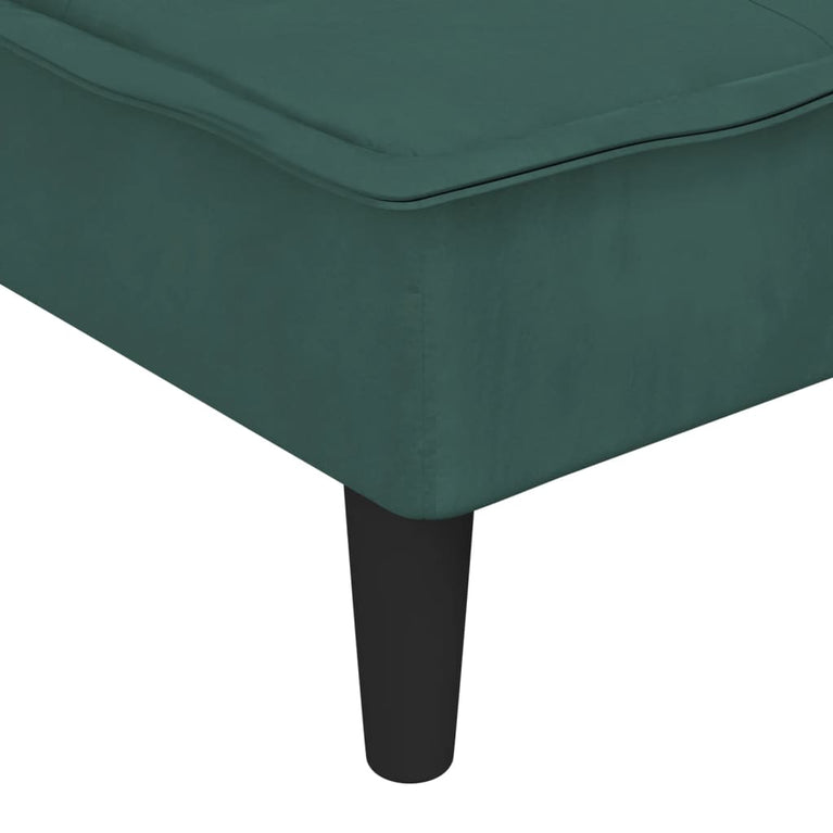 Slaapbank L-vormig 255x140x70 cm fluweel donkergroen