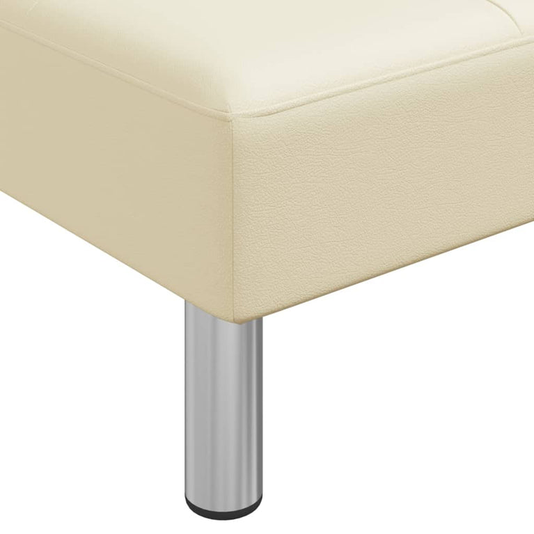 Slaapbank L-vormig 255x140x70 cm kunstleer crèmekleurig