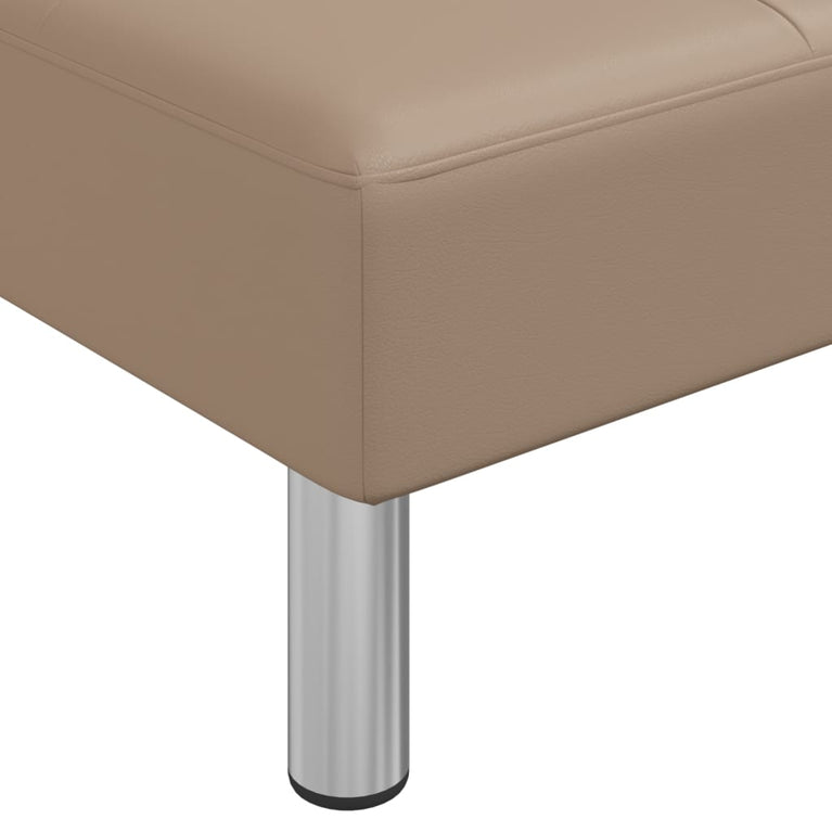 Slaapbank L-vormig 255x140x70 cm kunstleer cappuccinokleurig