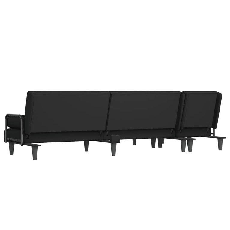 Slaapbank L-vormig 260x140x70 cm stof zwart