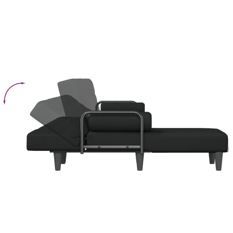 Slaapbank L-vormig 260x140x70 cm stof zwart