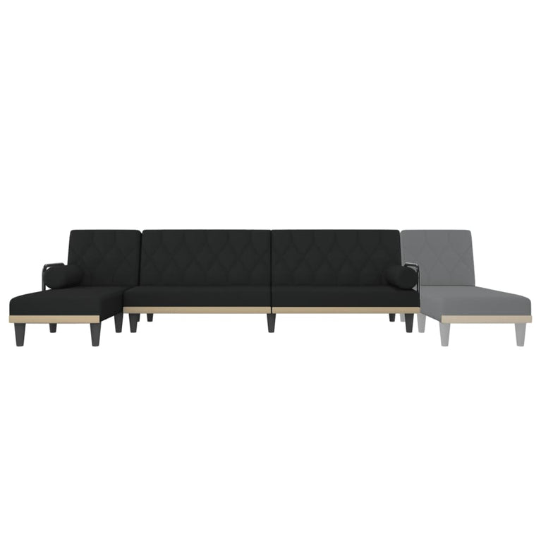 Slaapbank L-vormig 260x140x70 cm stof zwart