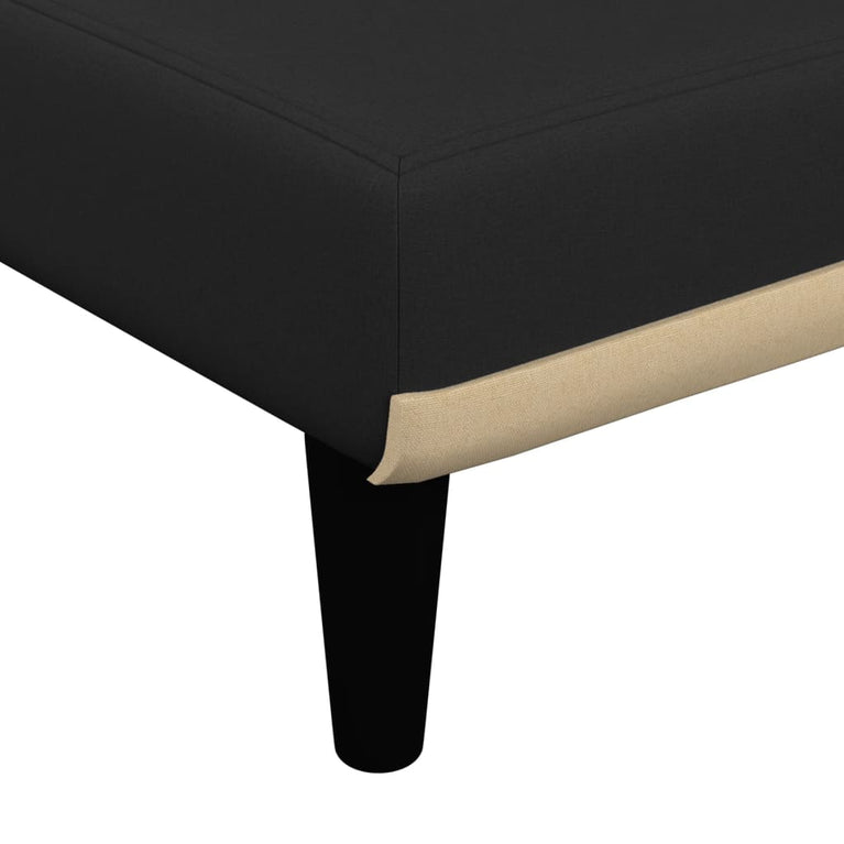 Slaapbank L-vormig 260x140x70 cm stof zwart