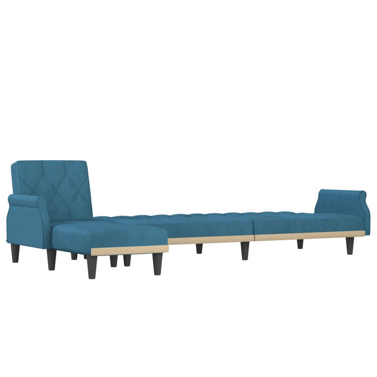 Slaapbank L-vormig 271x140x70 cm fluweel blauw