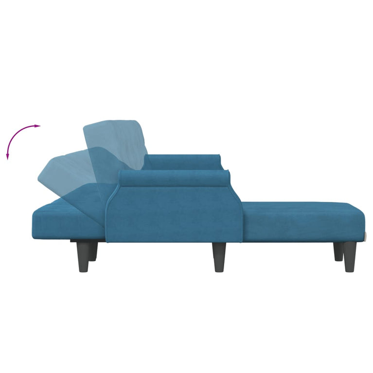 Slaapbank L-vormig 271x140x70 cm fluweel blauw