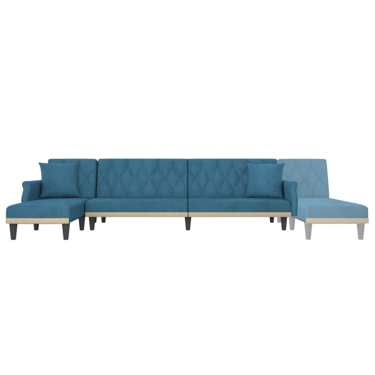 Slaapbank L-vormig 271x140x70 cm fluweel blauw