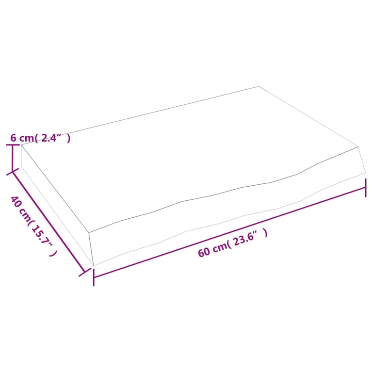 Tafelblad 60x40x(2-6) cm behandeld massief eikenhout lichtbruin