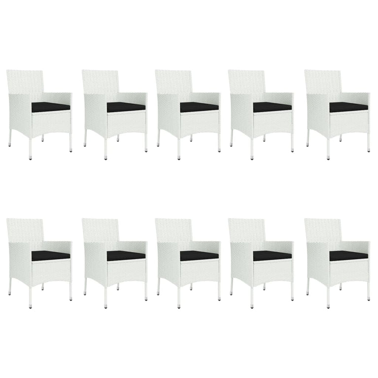 11-delige Tuinset met kussens poly rattan wit