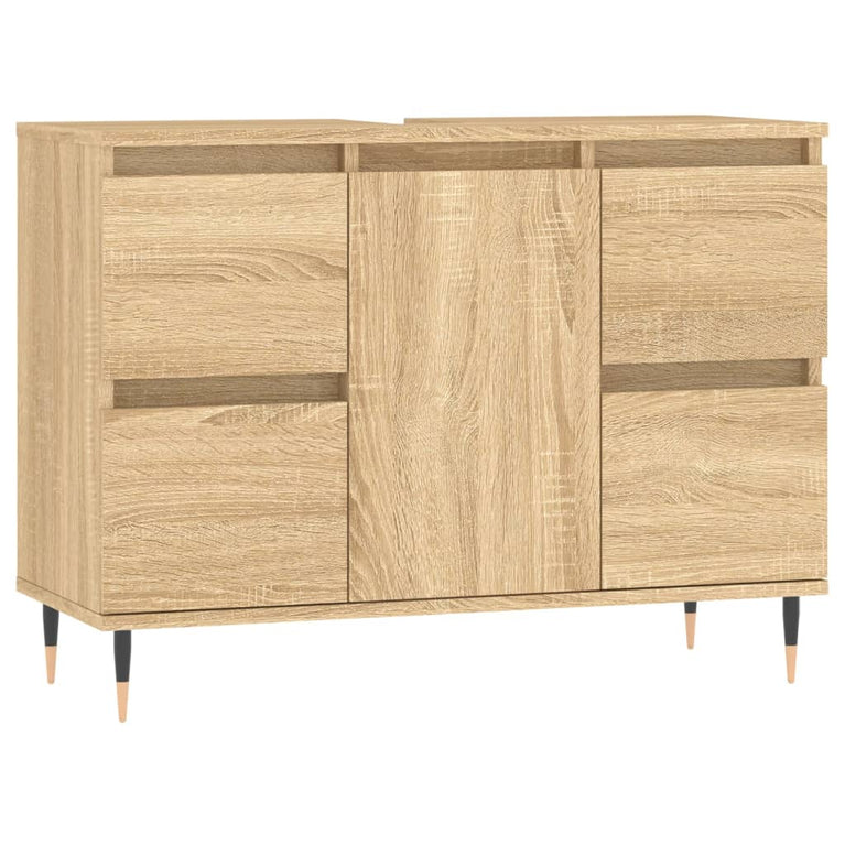 Badkamerkast 80x33x60 cm bewerkt hout sonoma eikenkleurig