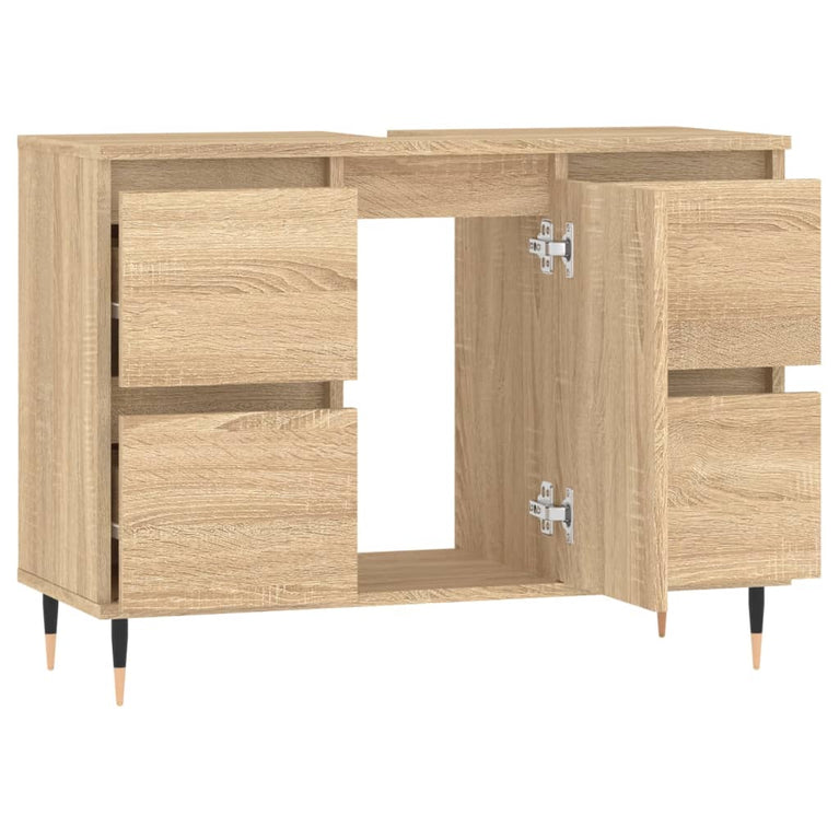 Badkamerkast 80x33x60 cm bewerkt hout sonoma eikenkleurig