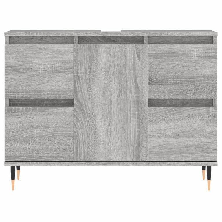 Badkamerkast 80x33x60 cm bewerkt hout grijs sonoma eikenkleurig