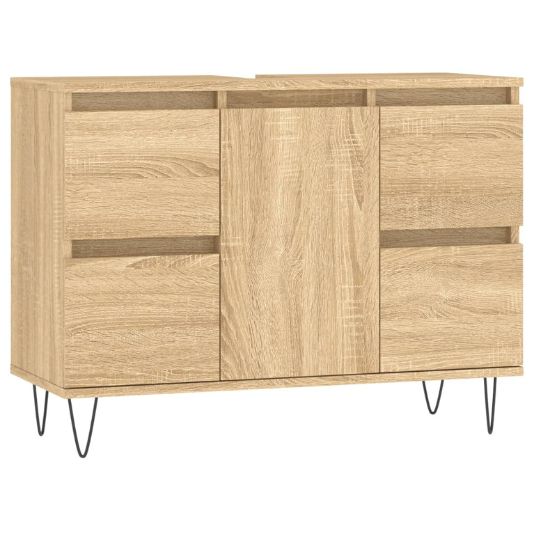 Badkamerkast 80x33x60 cm bewerkt hout sonoma eikenkleurig