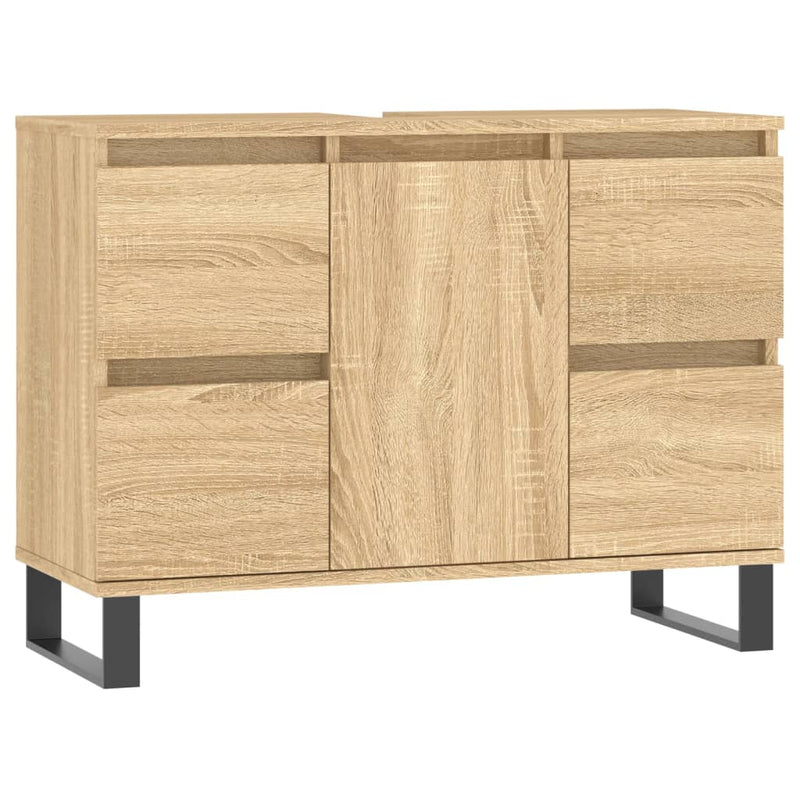 Badkamerkast 80x33x60 cm bewerkt hout sonoma eikenkleurig