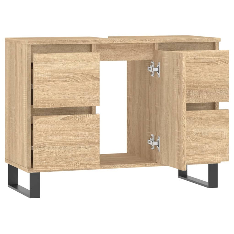 Badkamerkast 80x33x60 cm bewerkt hout sonoma eikenkleurig