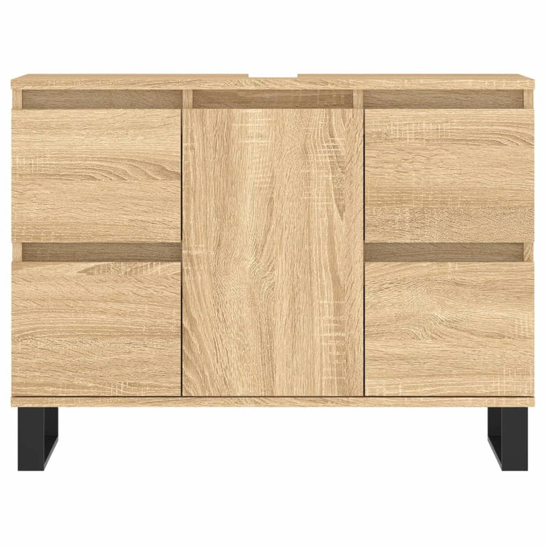 Badkamerkast 80x33x60 cm bewerkt hout sonoma eikenkleurig