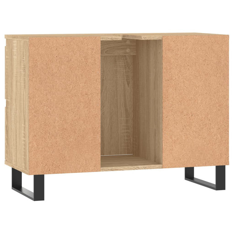 Badkamerkast 80x33x60 cm bewerkt hout sonoma eikenkleurig