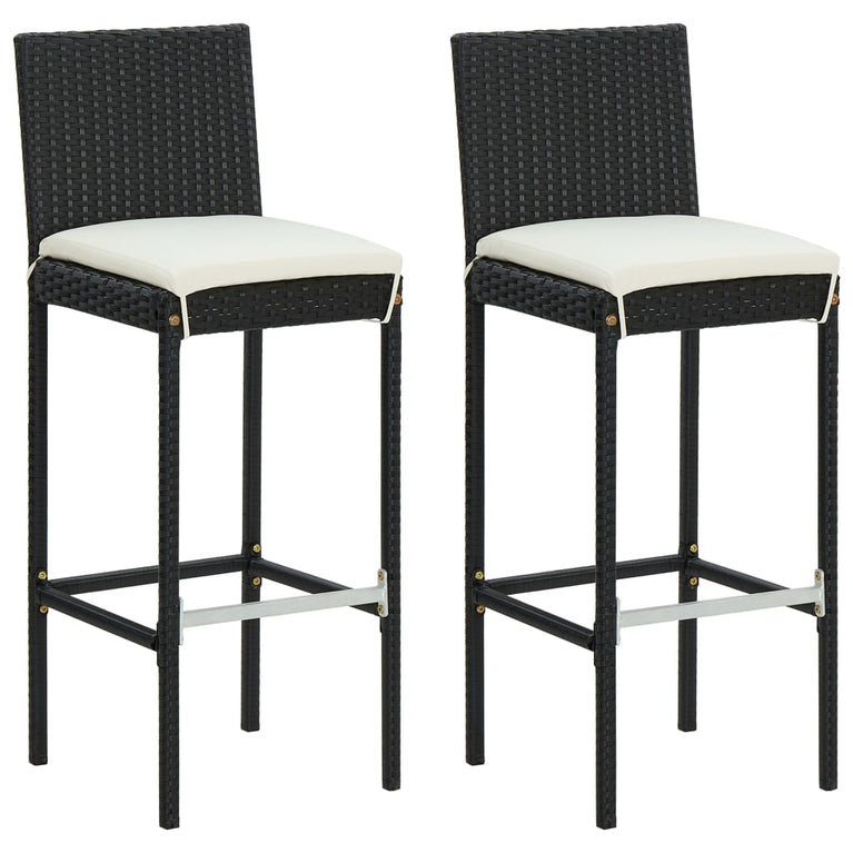 3-delige Tuinbarset met kussens poly rattan zwart