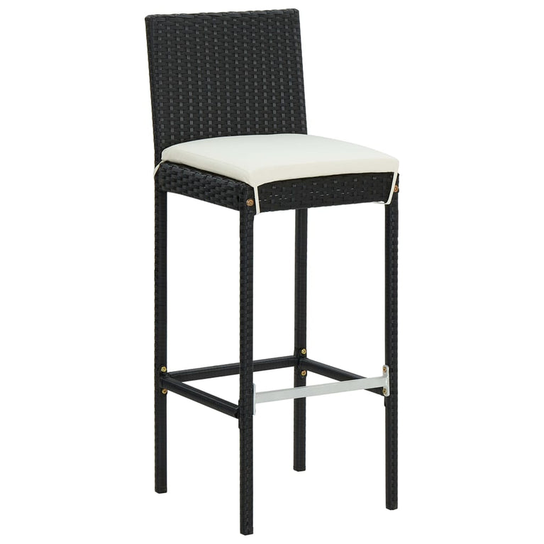 3-delige Tuinbarset met kussens poly rattan zwart