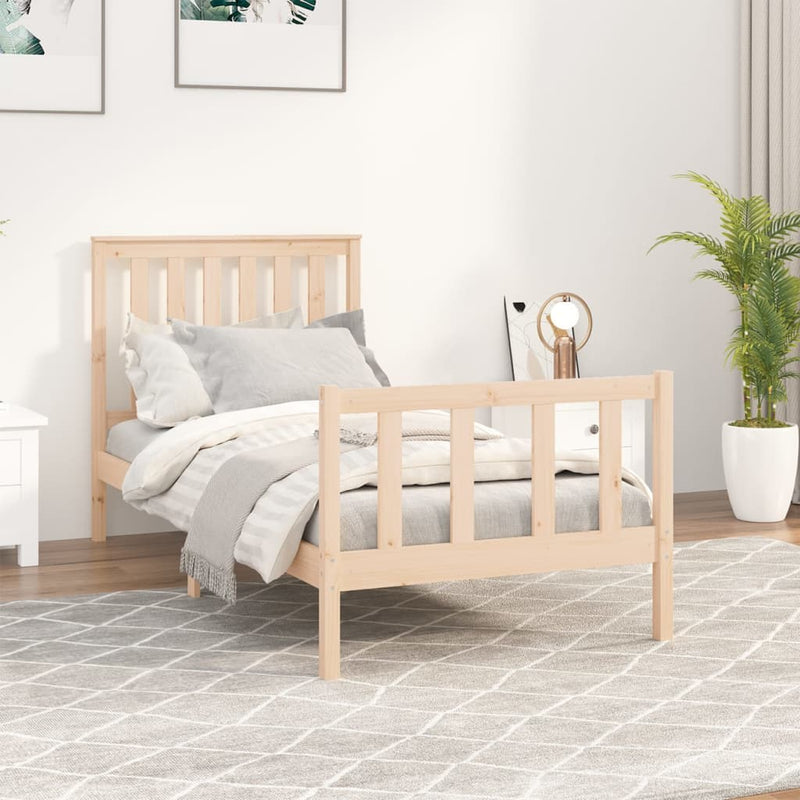Bedframe met hoofdbord massief grenenhout 100x200 cm