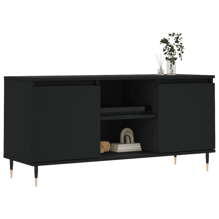 Tv-meubel 104x35x50 cm bewerkt hout zwart