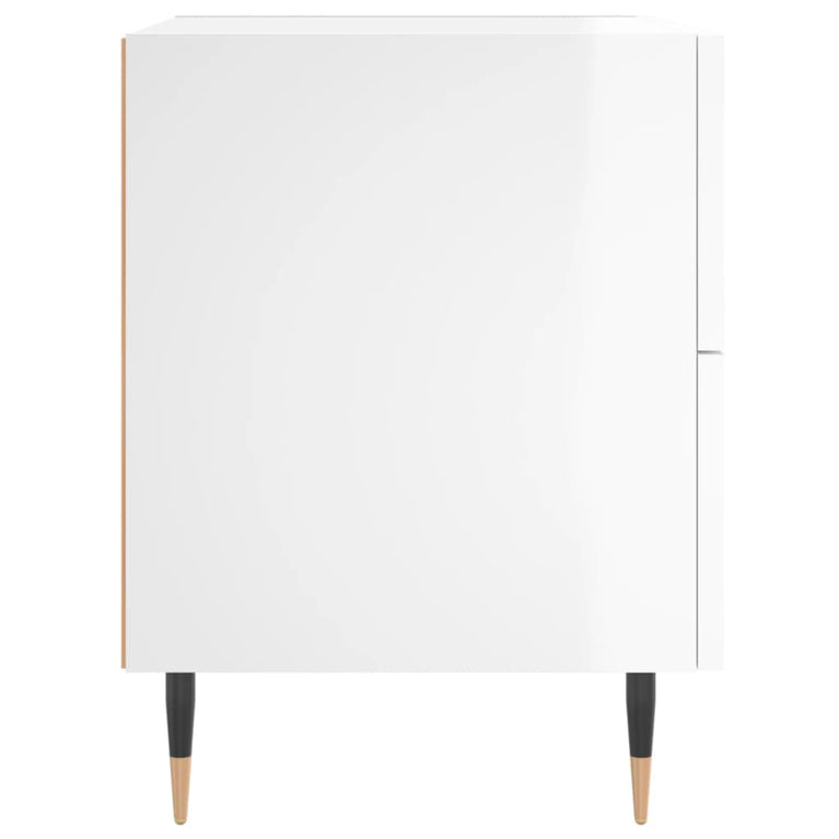 Nachtkastjes 2 st 40x35x47,5 cm bewerkt hout hoogglans wit