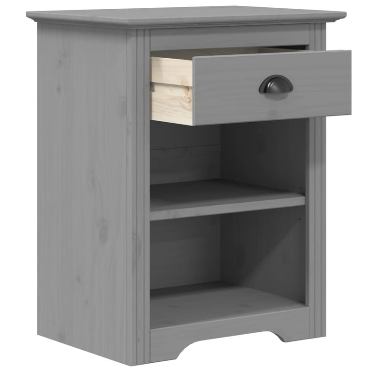 Nachtkastje BODO 53x38,5x66 cm massief grenenhout grijs