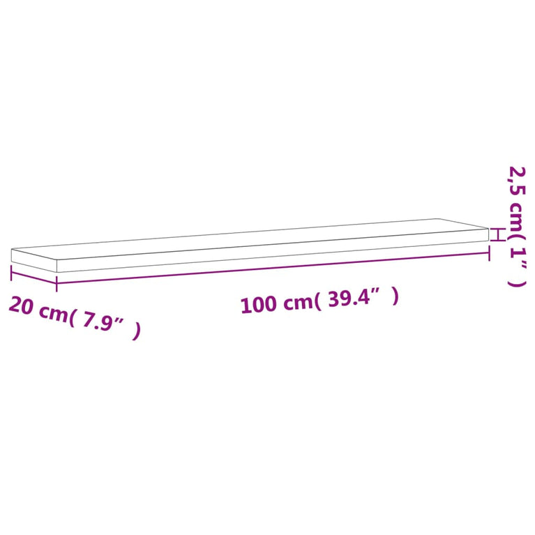 Wandschap 100x20x2,5 cm massief beukenhout