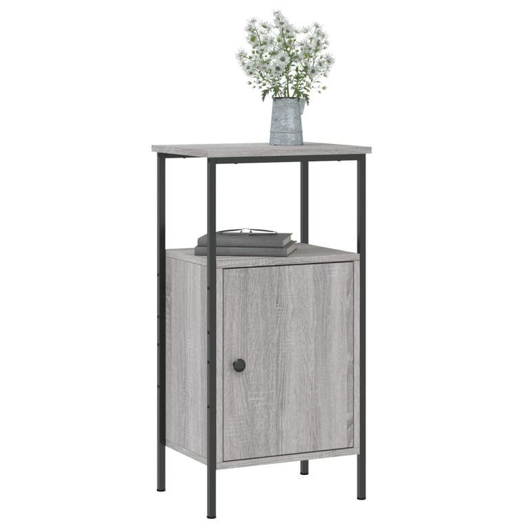 Nachtkastje 41x31x80 cm bewerkt hout grijs sonoma