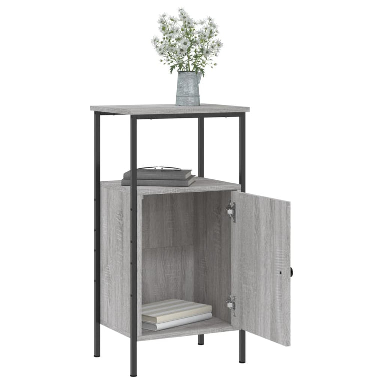 Nachtkastje 41x31x80 cm bewerkt hout grijs sonoma