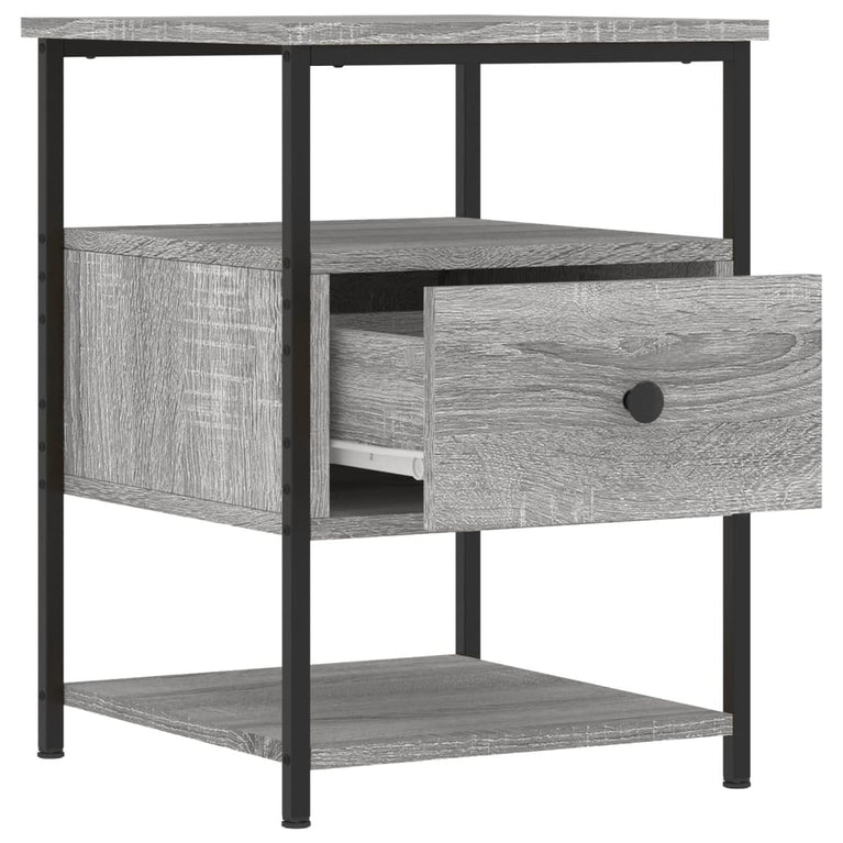 Nachtkastje 40x42x56 cm bewerkt hout grijs sonoma