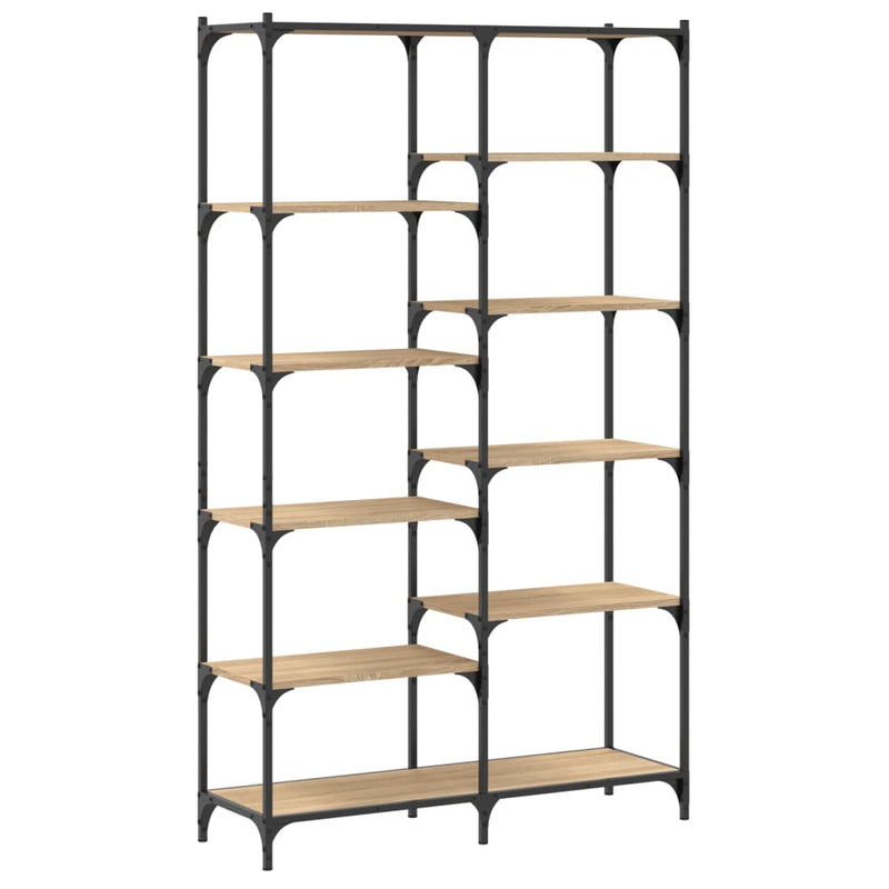 Boekenrek 100x32x170 cm bewerkt hout en ijzer sonoma eikenkleur