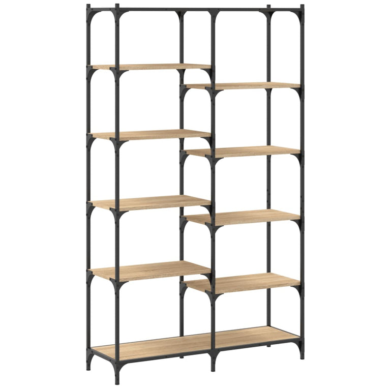 Boekenrek 100x32x170 cm bewerkt hout en ijzer sonoma eikenkleur