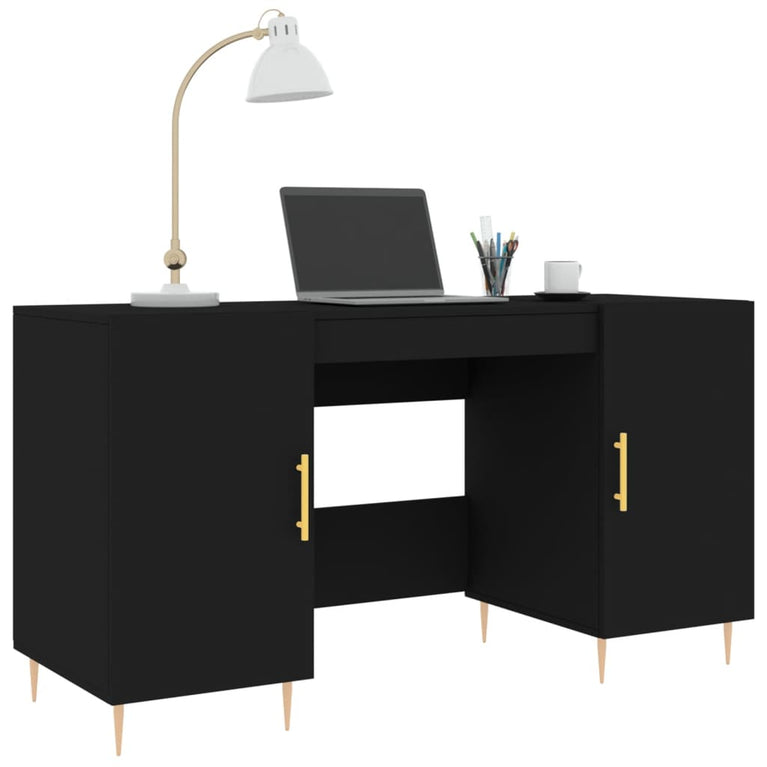 Bureau 140x50x75 cm bewerkt hout zwart