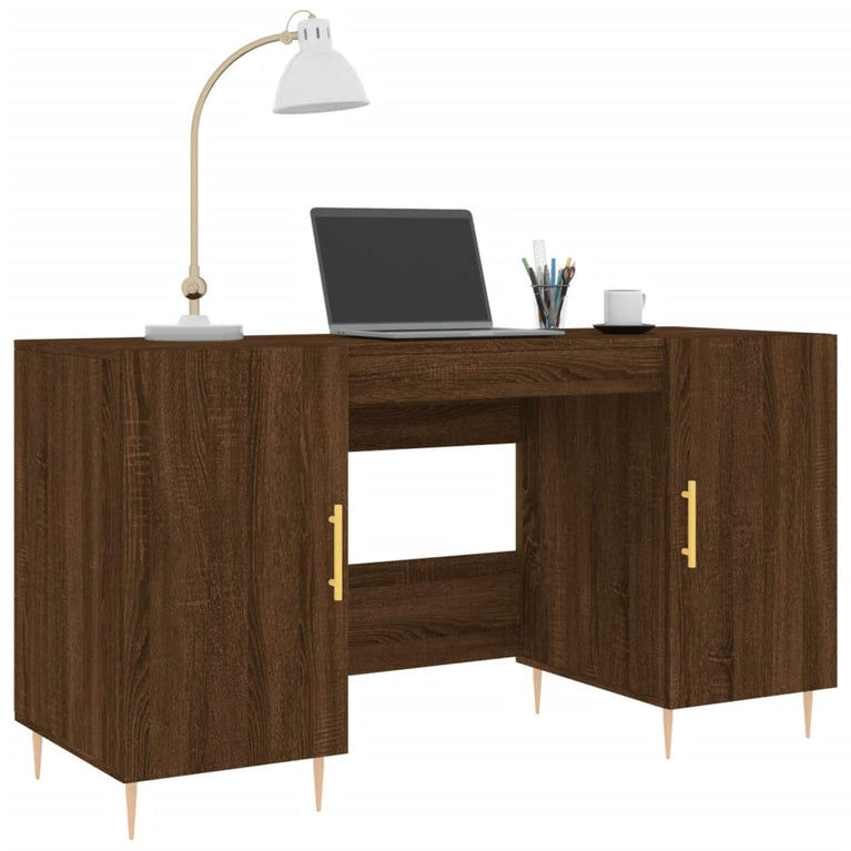 Bureau 140x50x75 cm bewerkt hout bruin eikenkleur