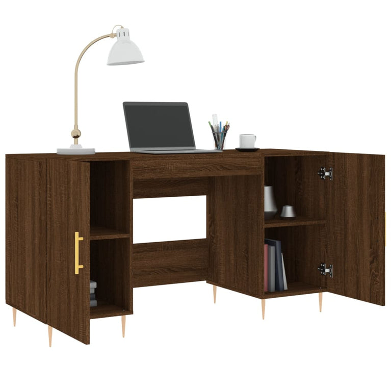 Bureau 140x50x75 cm bewerkt hout bruin eikenkleur