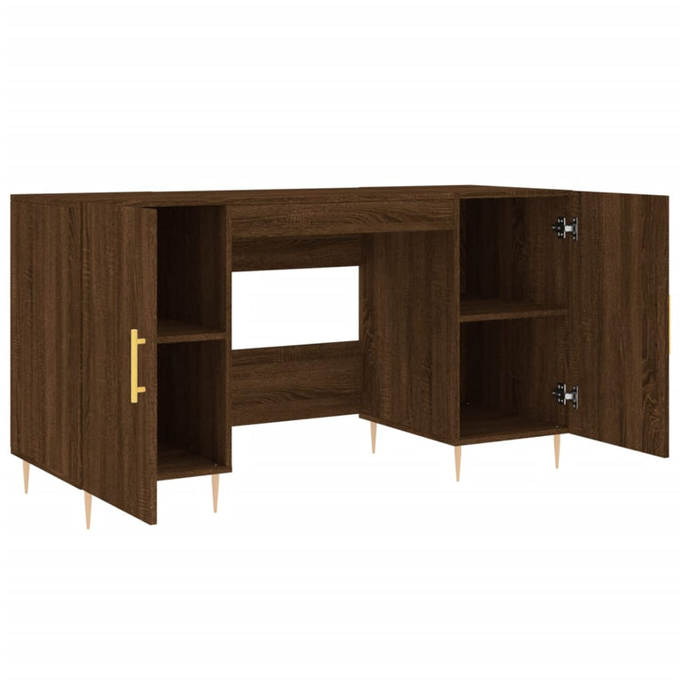 Bureau 140x50x75 cm bewerkt hout bruin eikenkleur