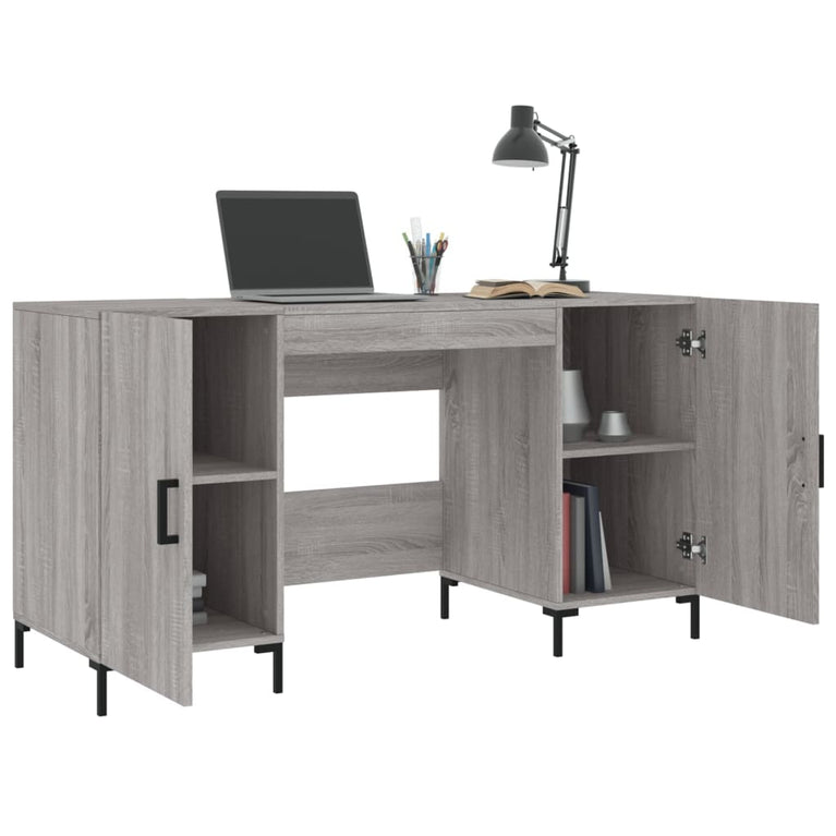 Bureau 140x50x75 cm bewerkt hout grijs sonoma eikenkleurig