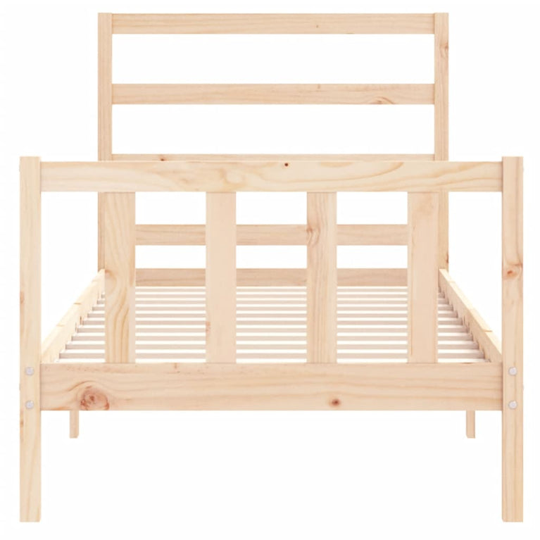 Bedframe met hoofdbord massief hout 100x200 cm