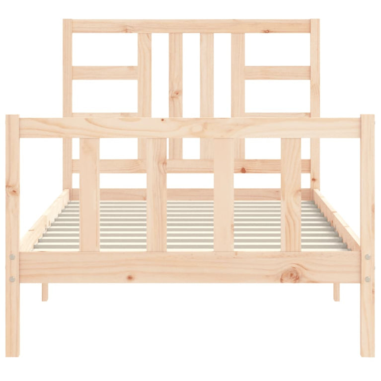 Bedframe met hoofdbord massief hout 100x200 cm