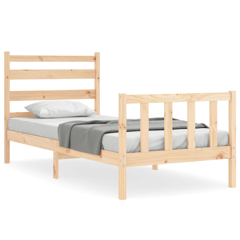 Bedframe met hoofdbord massief hout 100x200 cm