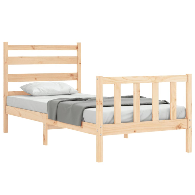 Bedframe met hoofdbord massief hout 100x200 cm