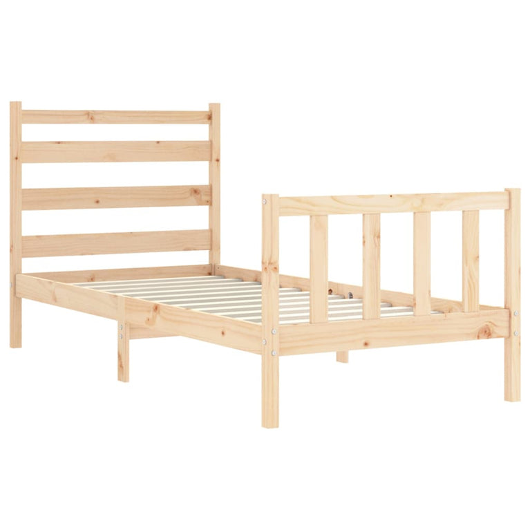 Bedframe met hoofdbord massief hout 100x200 cm