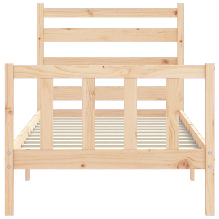 Bedframe met hoofdbord massief hout 100x200 cm
